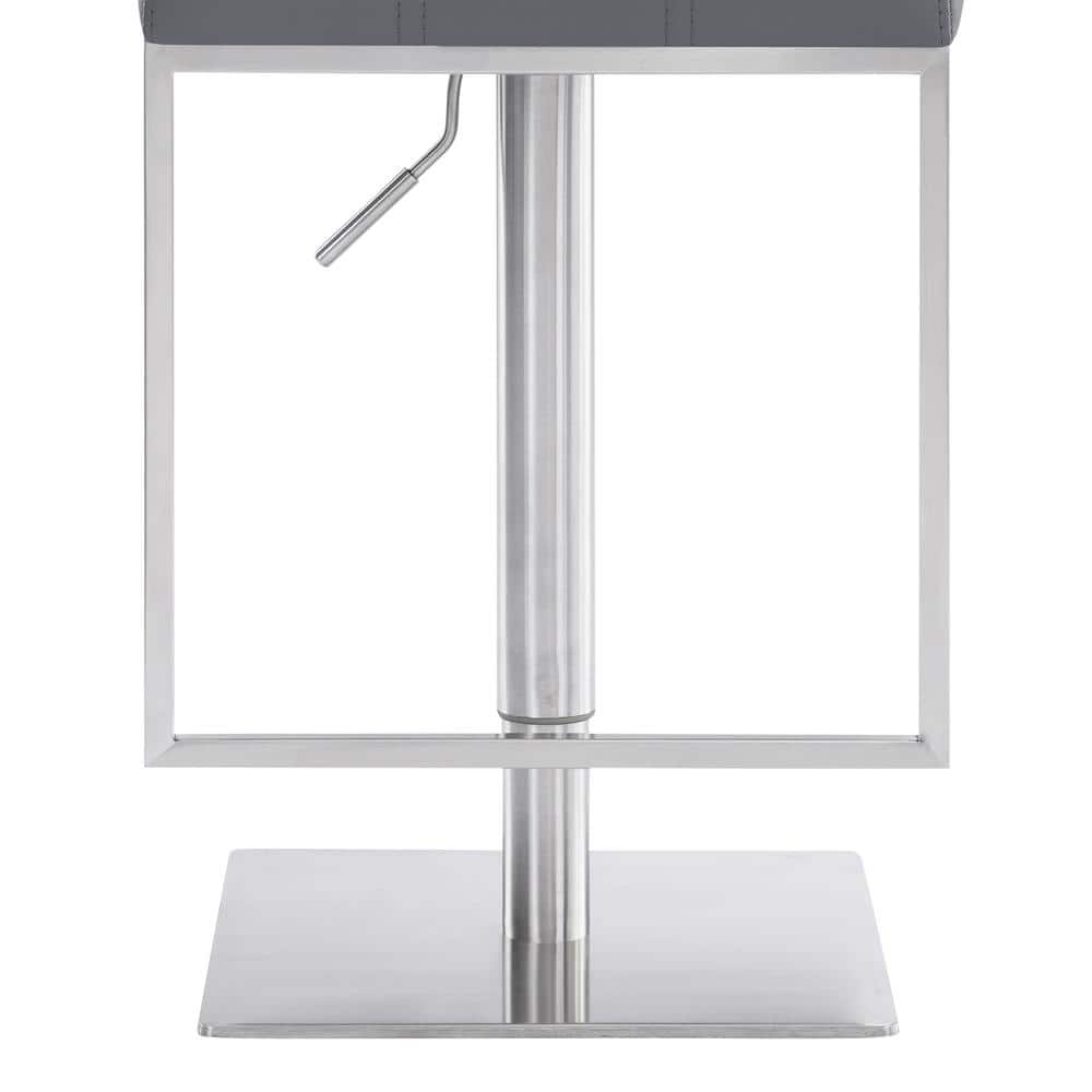 Michele Contemporary Gray Faux Leather Adjustable Swivel Stool