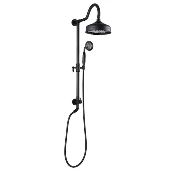 PROOX PRAE103ORB 5-Spray 8 in. Round Shower System Kit with Hand Shower and Adjustable Slide Bar Soap Dish in Oil Rubbed Bronze