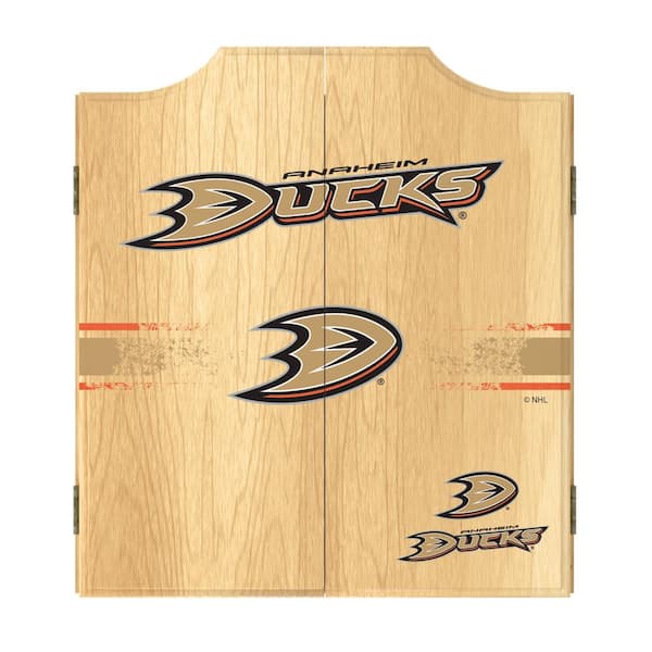 Unbranded Anaheim Ducks Logo 20.5 in. Dart Board with Cabinet, Darts and Scoreboards