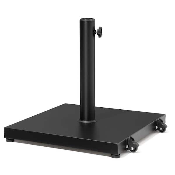 Pellebant 55 lbs. Weighted Cement Outdoor Patio Umbrella Base with Wheels in Black