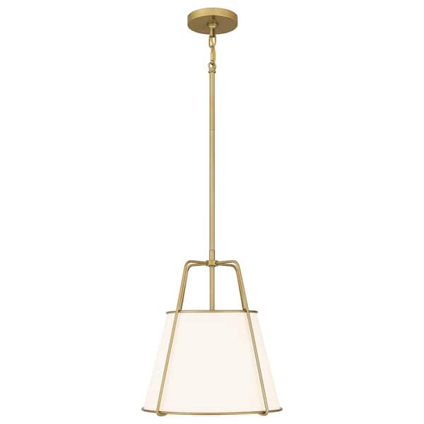 DSI Taylor 2-Light Gold Pendant with White Fabric Shade