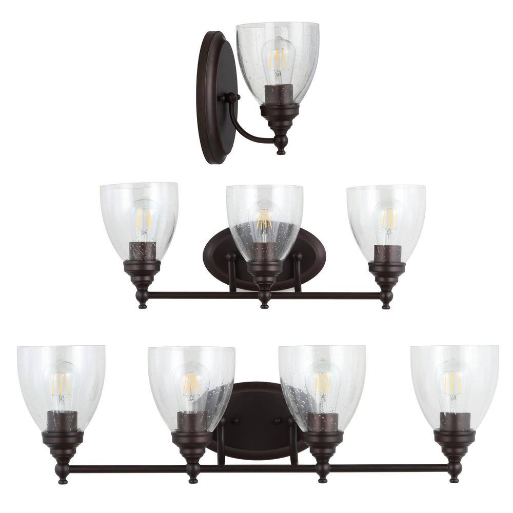 Marais 30" Oil-Rubbed Bronze LED Wall Sconce with Seeded Glass