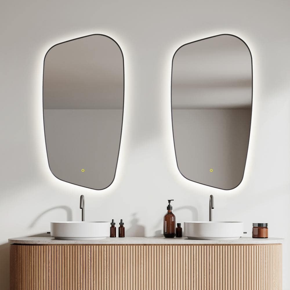 Florian 26" x 48" Black Aluminum LED Vanity Mirror