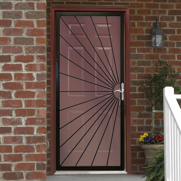 36 in. x 80 in. 369 Series Black Prehung Universal Hinge Outswing Sunshine Security Door