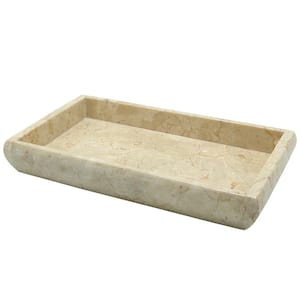Deluxe Natural Champagne Marble Bathroom Vanity Tray Guest Towel Jewelry Perfume Tray Organize Tray
