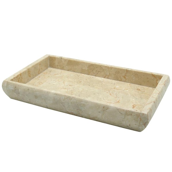 Creative Home Deluxe Natural Champagne Marble Bathroom Vanity Tray Guest Towel Jewelry Perfume Tray Organize Tray