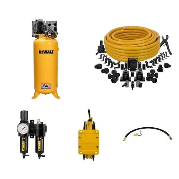 60 Gal. 175 PSI Air Compressor with Piping, Filter, Hose Reel and Install Kit