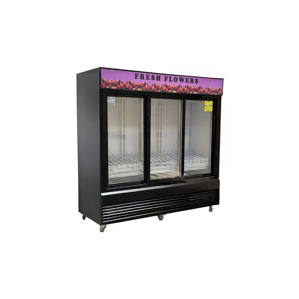 78 in. 59.88 Cu. Ft. Commercial 3 Glass Slide Door Merchandiser Refrigerator with LED Lighting ESM68FS in Black