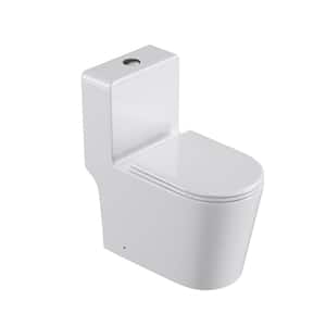 PICO 1-Piece 1.27/1.6 GPF Dual Flush Elongated Toilet in White with Soft Close Seat