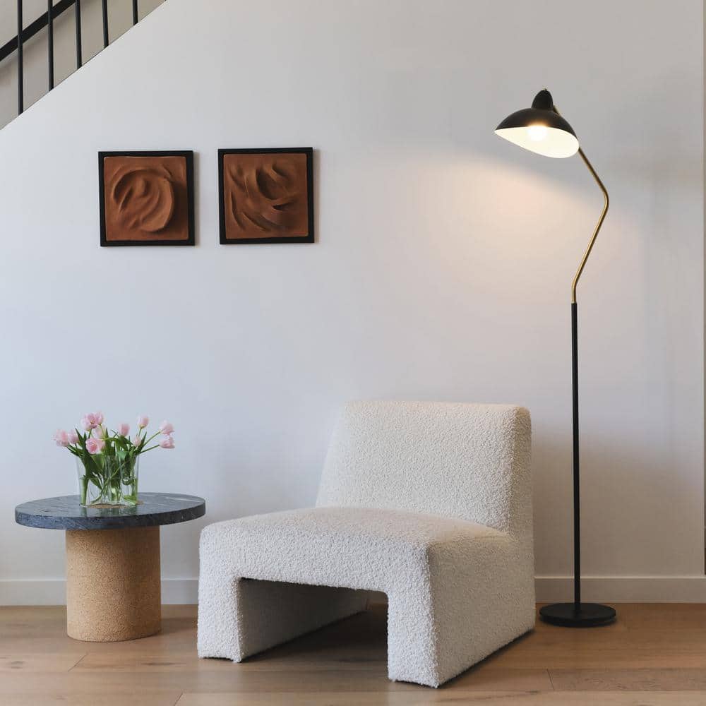 Arcadian Swoop Adjustable Black LED Floor Lamp for Kids