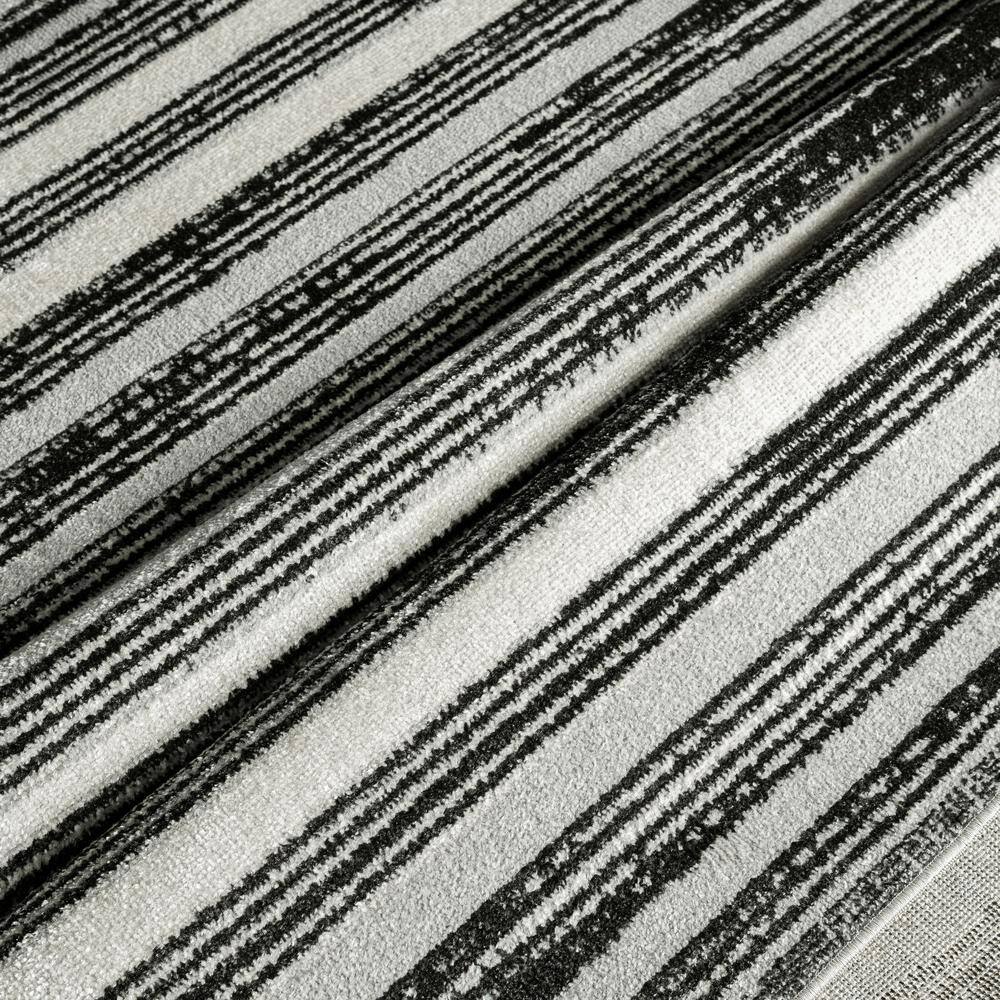 Everwash Light Grey/Charcoal Grey Striped Washable Area Rug, 6'6" x 9'2"