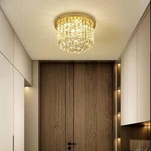 12 in. Gold Modern Indoor Dimmable Integrated LED Creative Crystal Linear Glass Beads Design Flush Mount Ceiling Light