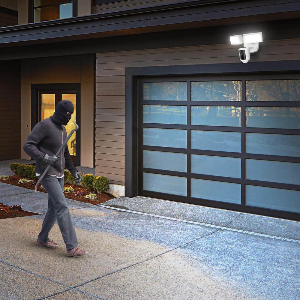 White Wireless LED Smart Security Floodlight with Camera