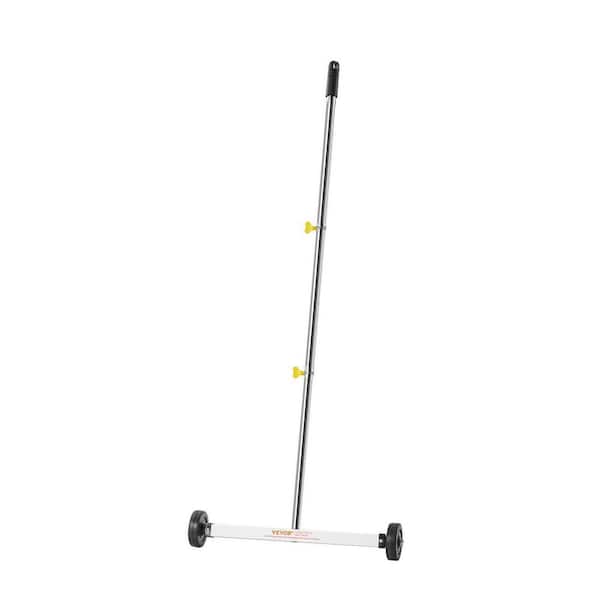 17 Inch Magnetic Manual Floor Sweeper with Wheels 10Lbs Capacity Adjustable Handle