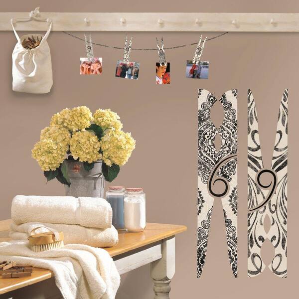 RoomMates 5 in. x 19 in. Clothes Pins Peel and Stick Giant Wall Decal