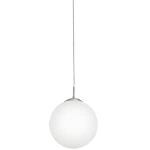 Rondo 11.75 in. W x 59 in. H 1-Light Matte Nickel Pendant Light with Frosted Opal Glass