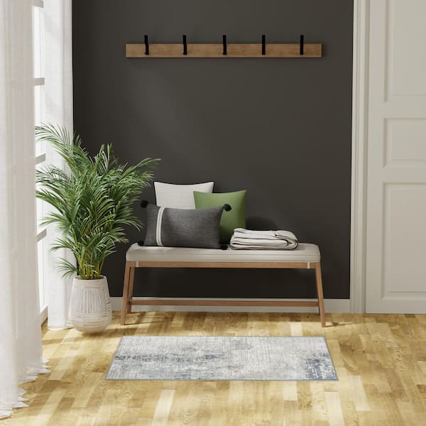 Dekor Grey Navy 2 ft. x 4 ft. Abstract Contemporary Area Rug
