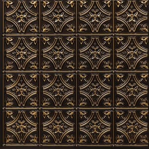 Gothic Reams 2 ft. x 2 ft. Glue Up PVC Ceiling Tile in Antique Gold (40 sq. ft./case)