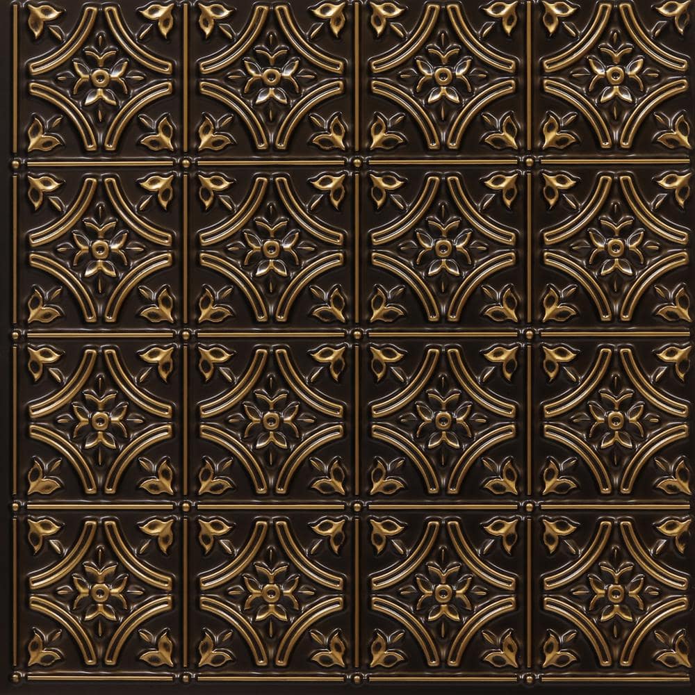 Gothic Reams Antique Gold 2 ft. x 2 ft. Glue Up PVC Faux Tin Ceiling Tile (200 sq. ft./case) price history on PriceWatchPro