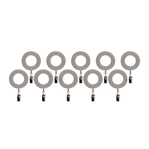 The Haven Collection Antique Silver Resin Curtain Rings with Clips (Set of 10)