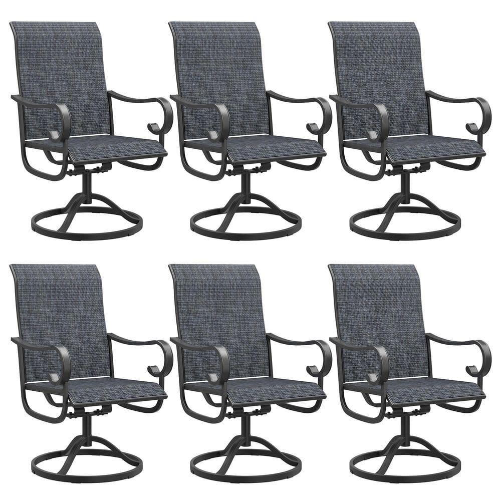 Outdoor Patio Swivel Dining Chairs Set of 6 with Rust-Resistant Metal Frame and Dark Gray Breathable Textilene Fabric price history on PriceWatchPro