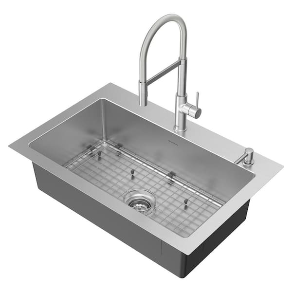 American Standard Kitchen Sink Drain with Strainer in Stainless Steel  9028000.075 - The Home Depot