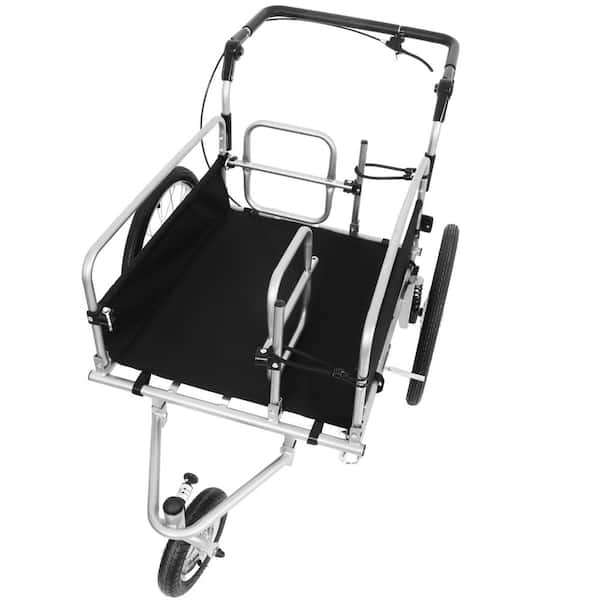 Whitney 22 cu. ft. Steel 3-in-1 Heavy-Duty Bike Cargo Trailer Garden Cart, Black