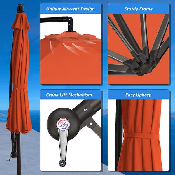 JEAREY 120 in. Innovative Tilt Design Offset Cantilever Umbrella