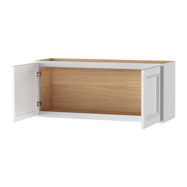 Keyport Shaker 36 in. W x 12 in. D x 15 in. H Plywood Tool-Free Ready To Assemble Wall Bridge Kitchen Cabinet in White