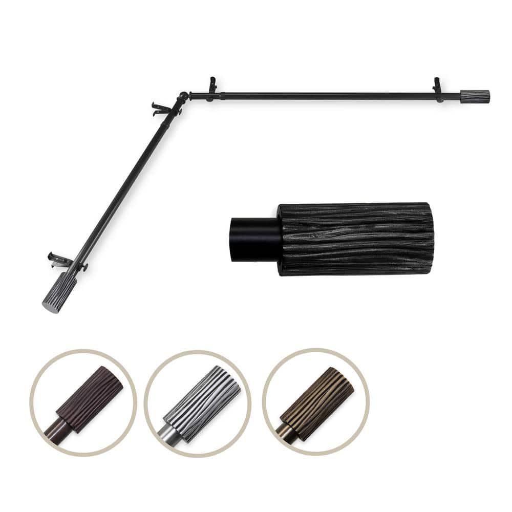 "13/16"" Dia Adjustable 28"" to 48"" Single Corner Window Curtain Rod in Black with Cedar Finials" price history on PriceWatchPro