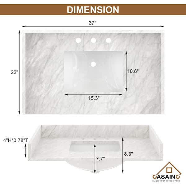 37-in Ariston Natural Marble Bathroom Vanity Top