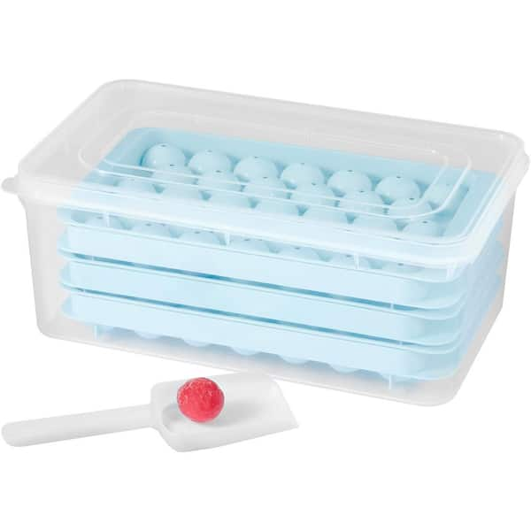 Ice Cube Tray, Circle Ball Ice Trays for Freezer with Lid & Bin