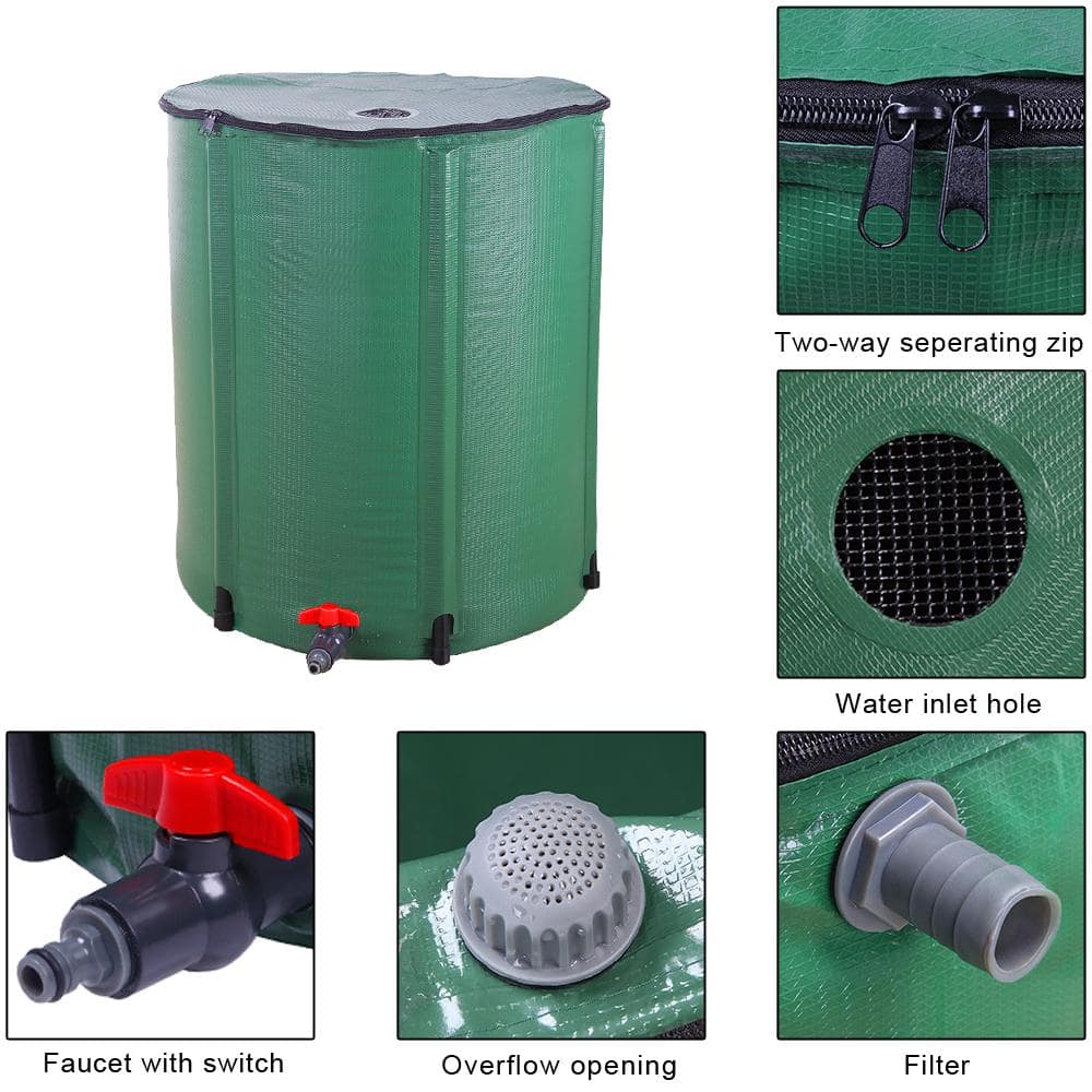 50 Gallon Green PVC Foldable Rainwater Barrel