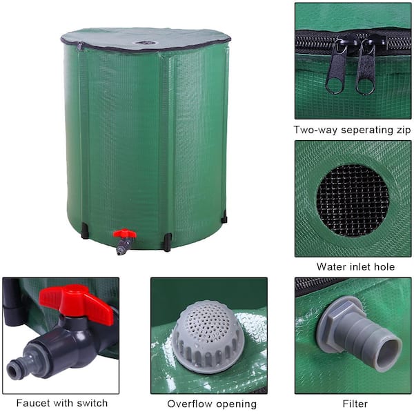 Winado 50 Gal. Green Rainwater Barrel 322870697334 The Home Depot