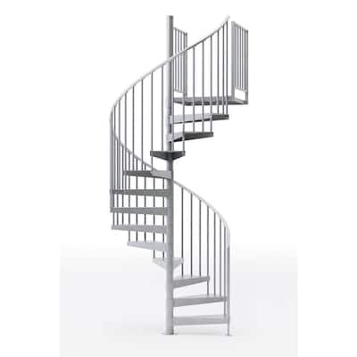 Reroute Galvanized Exterior 60in Diameter, Fits Height 110.5in - 123.5in 2 42in Tall Platform Rails Spiral Staircase Kit