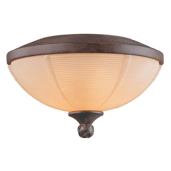 Illumine 2-Light Dark Bamboo Bowl Ceiling Fan Light Kit with Cream Scavo Glass