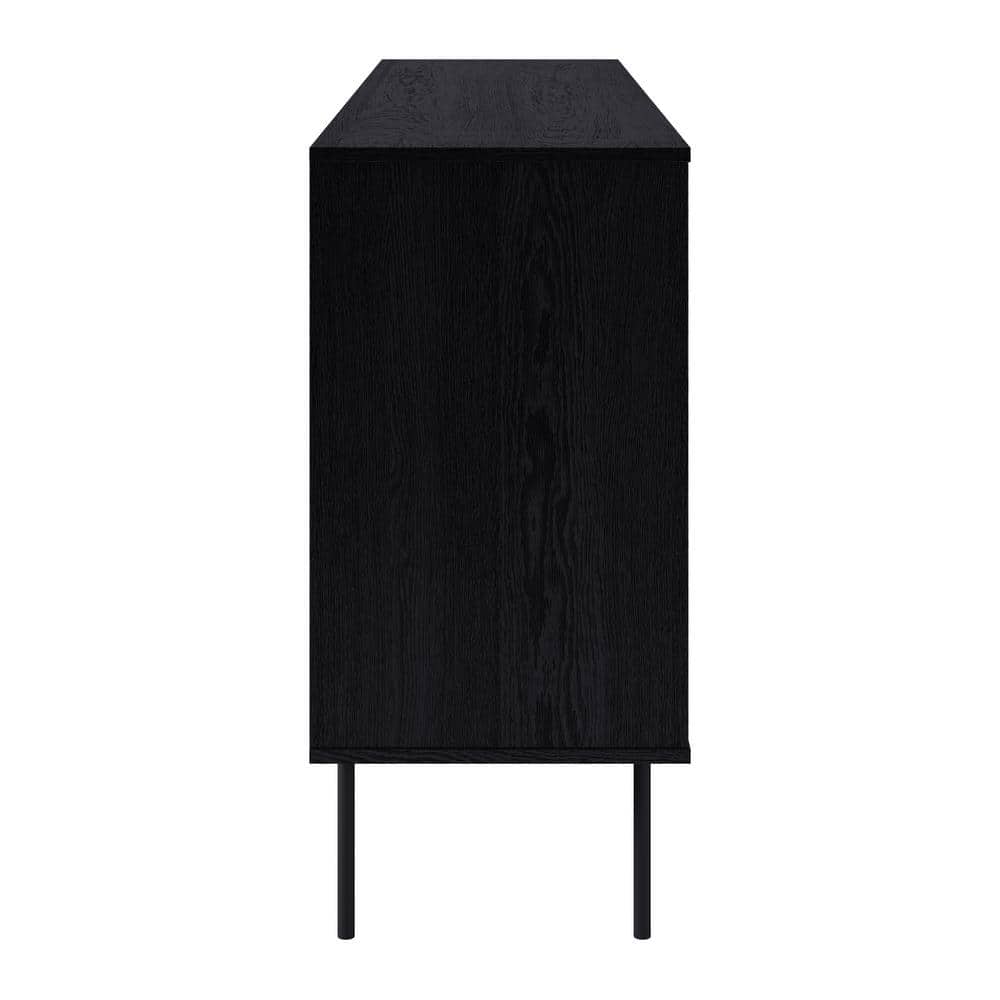 Lysander Black Wood Fluted Sideboard Buffet Cabinet