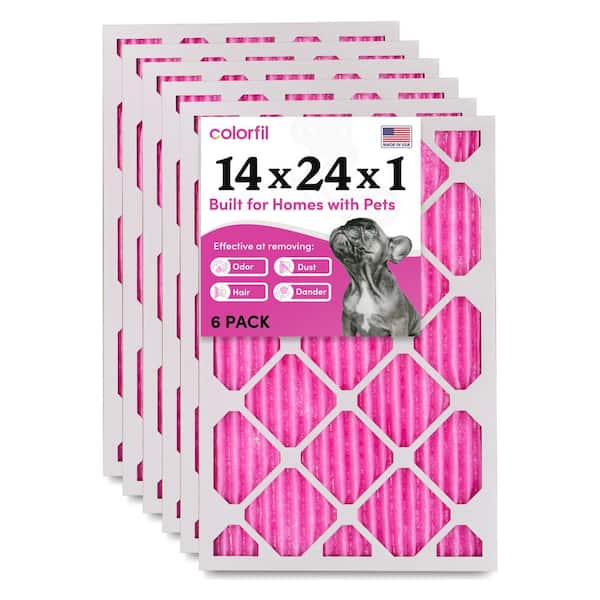 COLORFIL 14 in. x 24 in. x 1 in. Odor Removal and Color Changing Pleated Furnace Air Filter, MERV 8 (6-Pack)