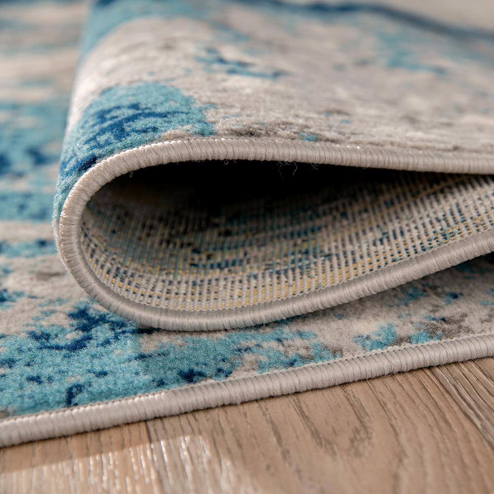 Blue Flat Woven Synthetic Easy Care Area Rug, 26" x 4"