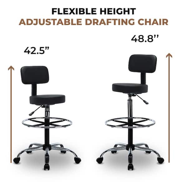 Tall Drafting Rolling Stool Chair With Low Back | Ubuy