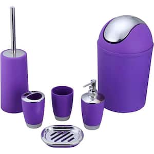 Bathroom Accessories Set 6-Pieces Plastic (Purple)