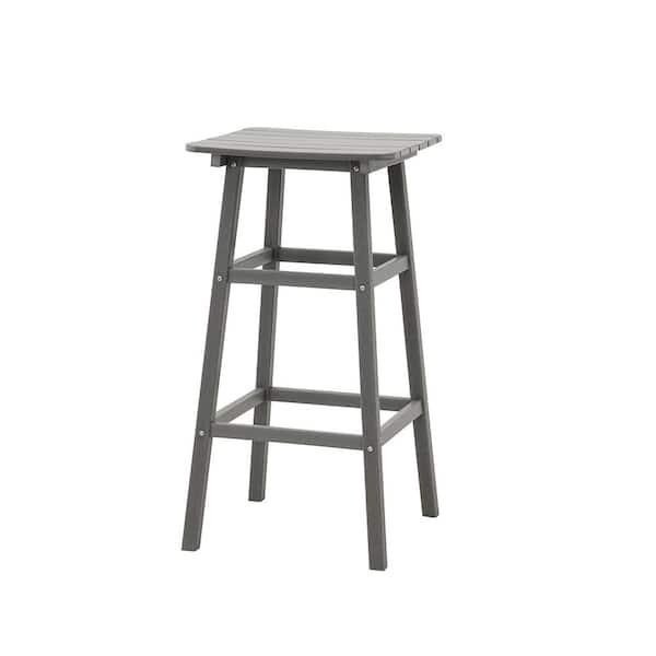 Cesicia Metal Gray Framed Steel Top Outdoor Bistro Bar Table