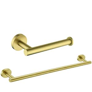 2 -Piece Bath Hardware Set with Mounting Hardware in Stainless Steel Brushed Gold