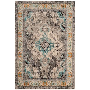 Monaco 7 ft. x 9 ft.  Gray/Light Blue Border Area Rug