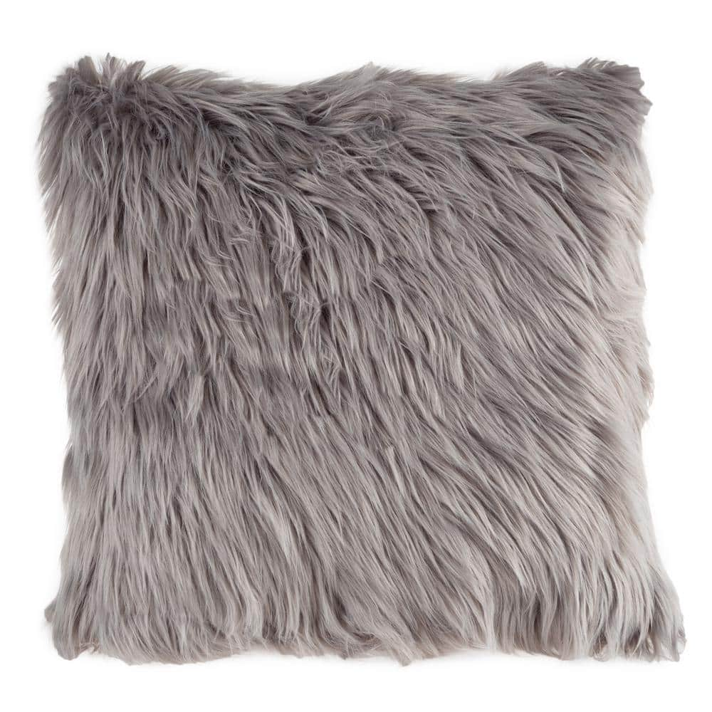 Grey faux best sale fur pillows