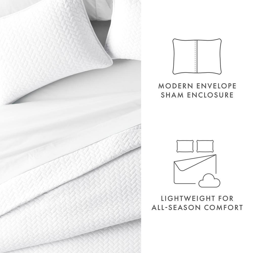 King White Quilted Microfiber Coverlet Set
