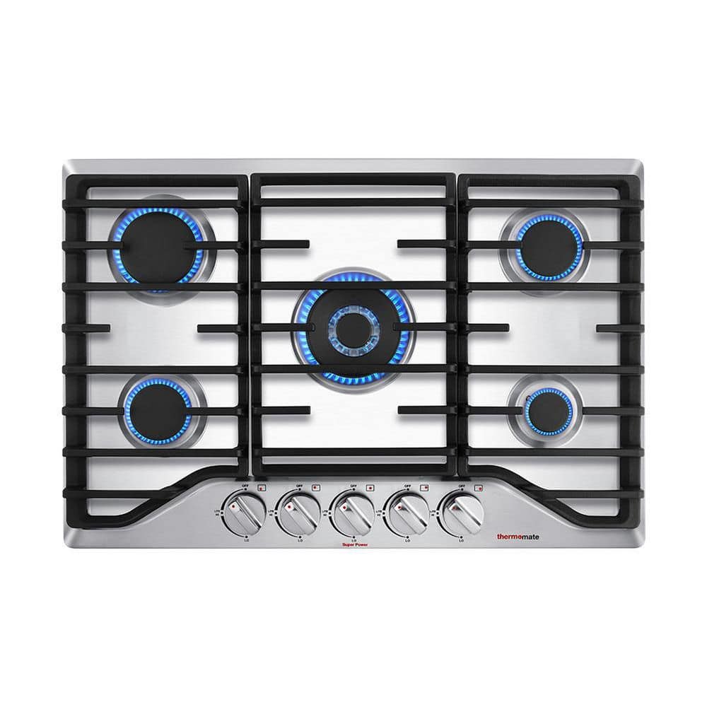 thermomate 30 in Built-in LPG Natural Gas Cooktop in Stainless Steel with 5  High Efficiency SABAF Burners GHAF775 - The Home Depot