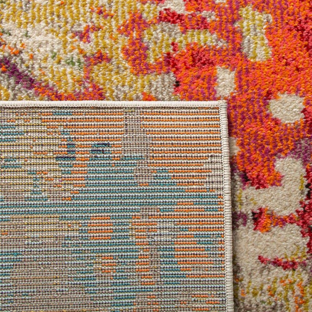 Ivory and Multicolor Abstract Distressed Area Rug