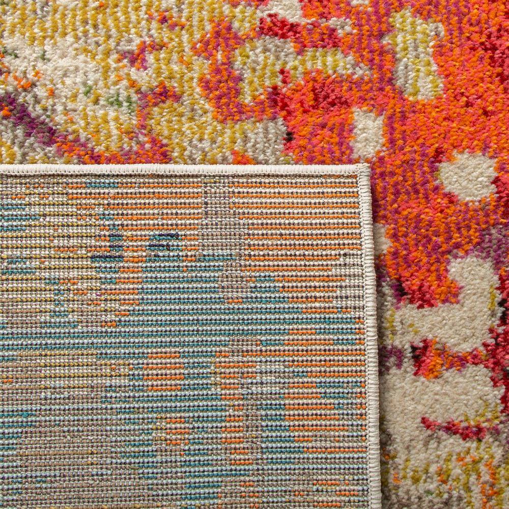 Ivory and Multicolor Hand-knotted Synthetic Area Rug