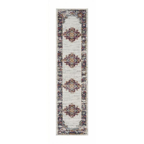 2 X 10 Blue Oriental Washable Area Rug Runner Rug
